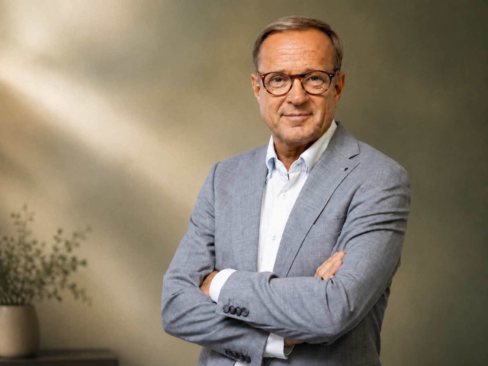 Porträt von Andreas Fusch, psychologischer Berater, mit verschränkten Armen und freundlichem Lächeln